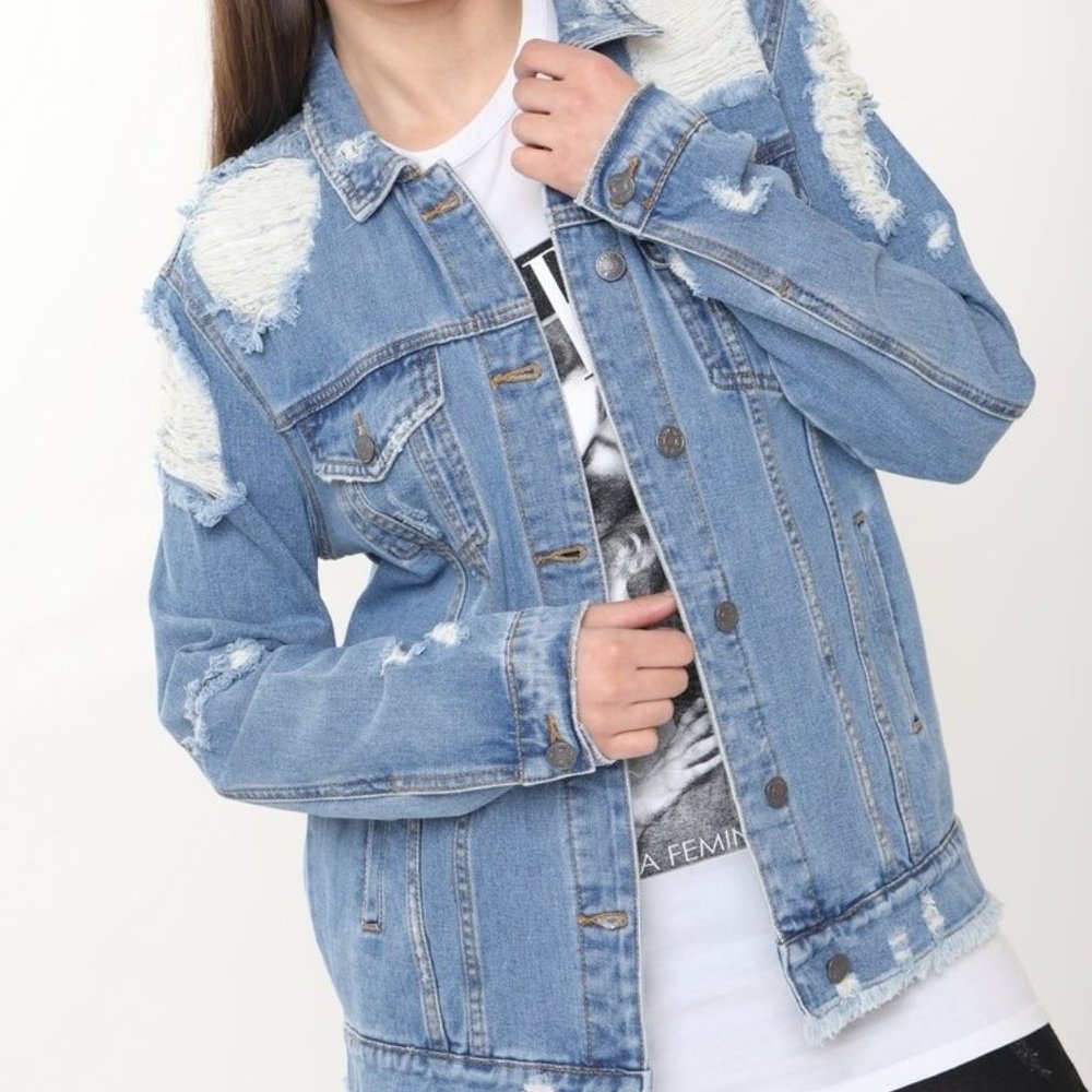 Distressed Denim Jacket - Picture 4 of 8